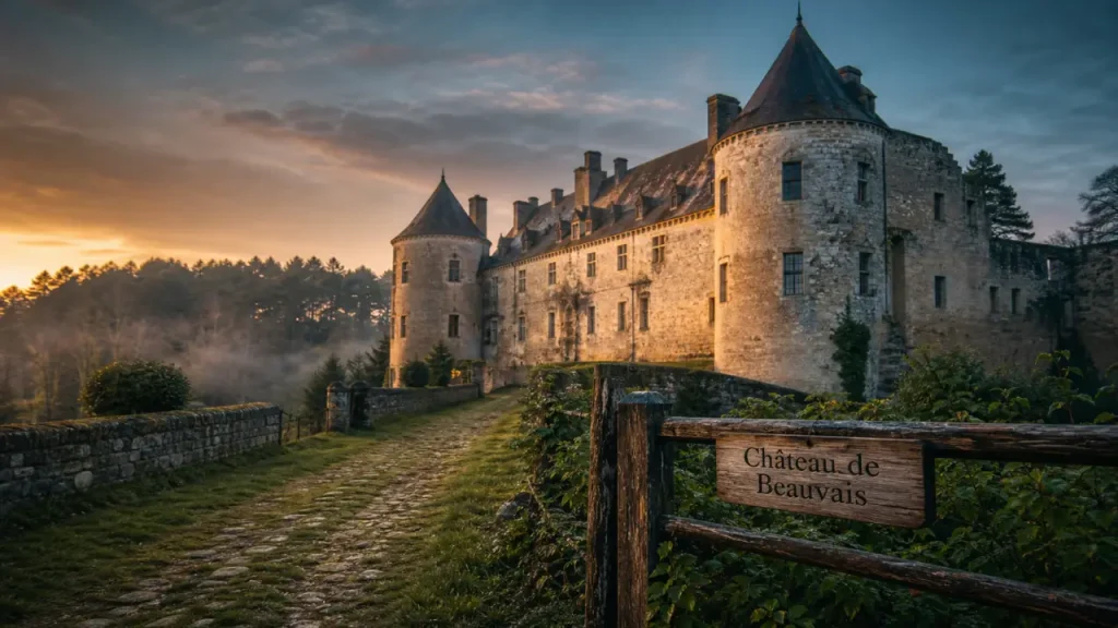 Château de beauvais dordogne : tours rondes et chemin de ronde