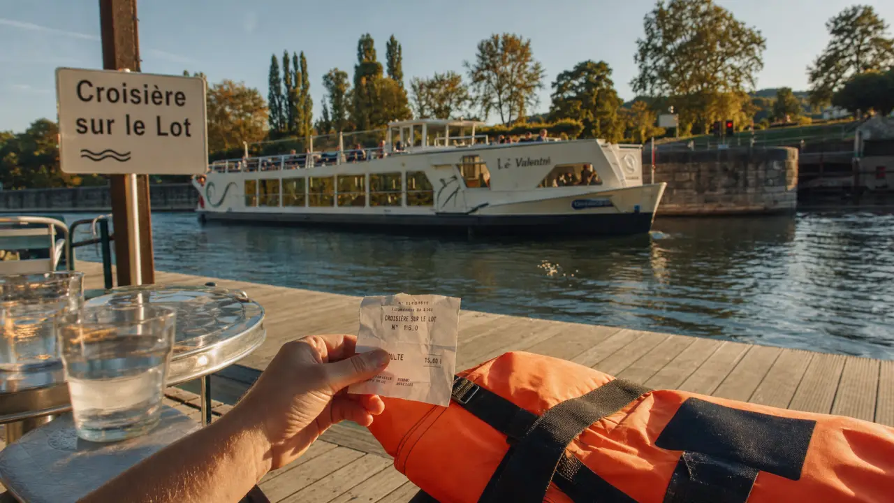 Tourisme de croisière Lot : billet sur le quai, bateau sur le Lot