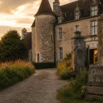Château de la cote dordogne : allée et façade en pierre