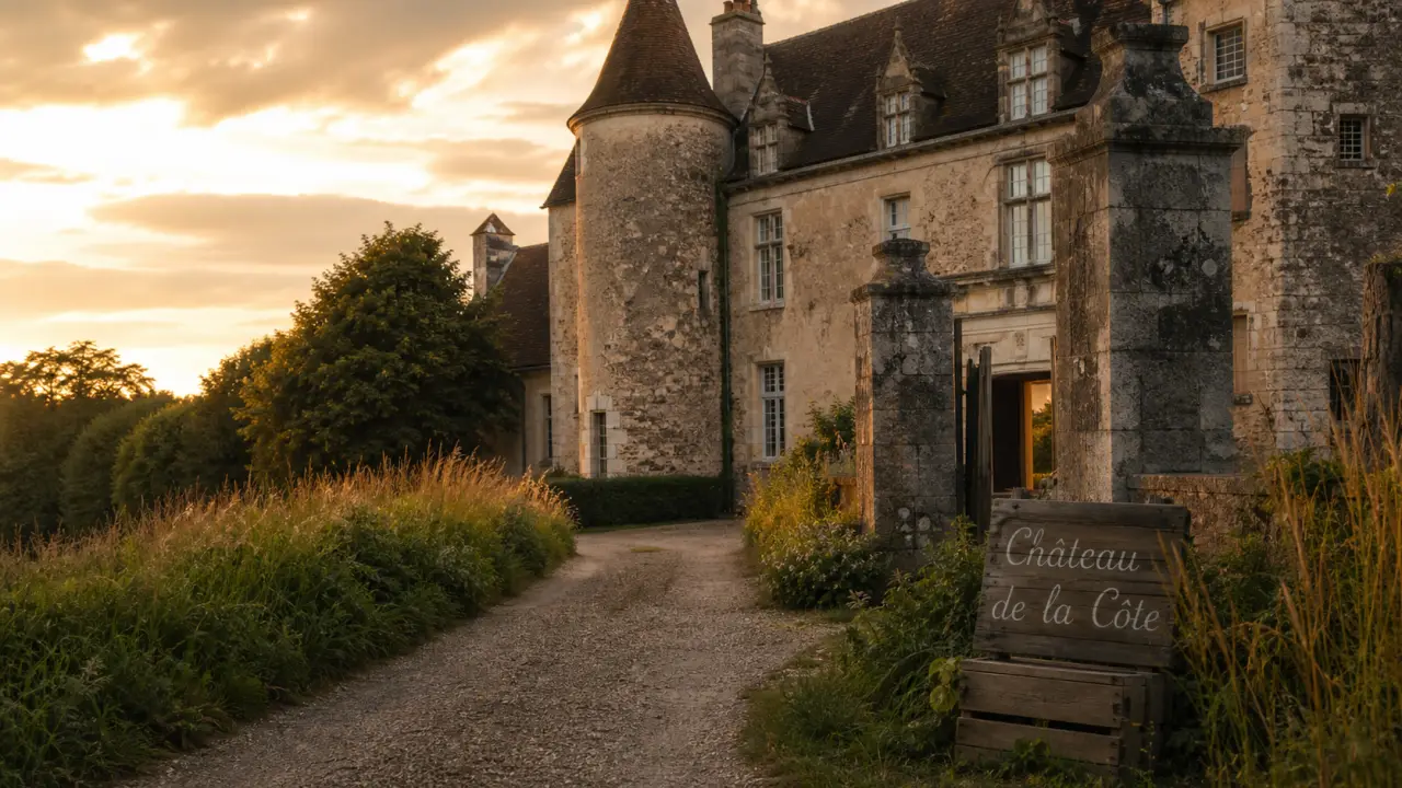 Château de la cote dordogne : allée et façade en pierre