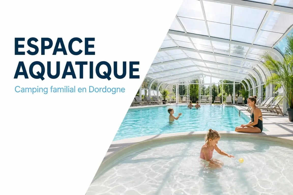 Espace aquatique du camping la fage lascaux dordogne 4 étoiles avec piscine couverte et pataugeoire