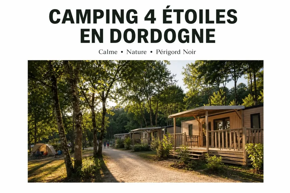 Camping la fage lascaux dordogne 4 étoiles dans un cadre boisé du Périgord Noir