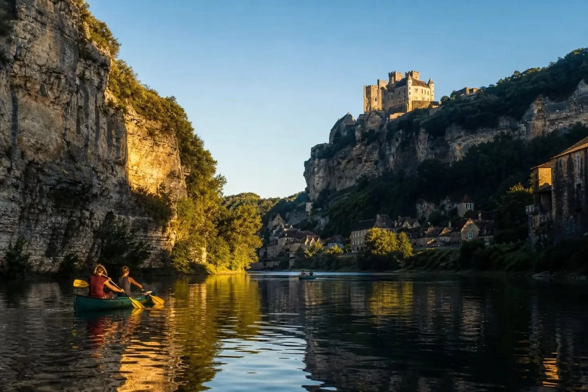 Gorges de la Dordogne canoë entre falaises, villages et châteaux