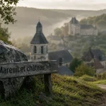 Mareuil dordogne tourisme : panneau interprétation vers le château