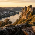 Badefols sur dordogne tourisme : Dordogne et ruines du château au golden hour