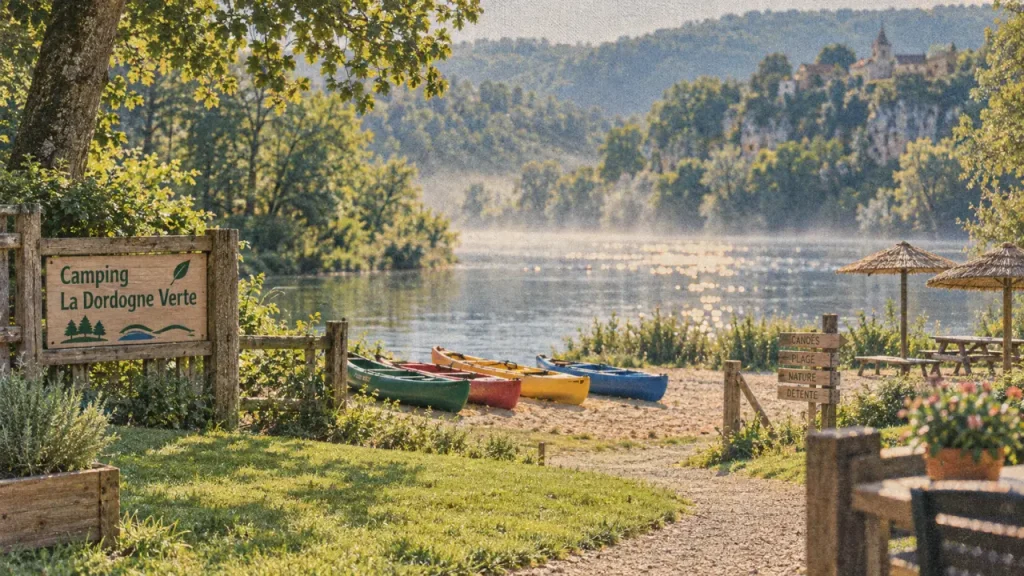 Camping La Dordogne Verte : 82 emplacements entre piscine, toboggans et rivière
