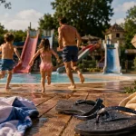 Camping le pigeonnier dordogne : piscine chauffée, toboggans et enfants