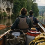 canoë vézère ou dordogne sur rivière, pagaies et falaises calcaires