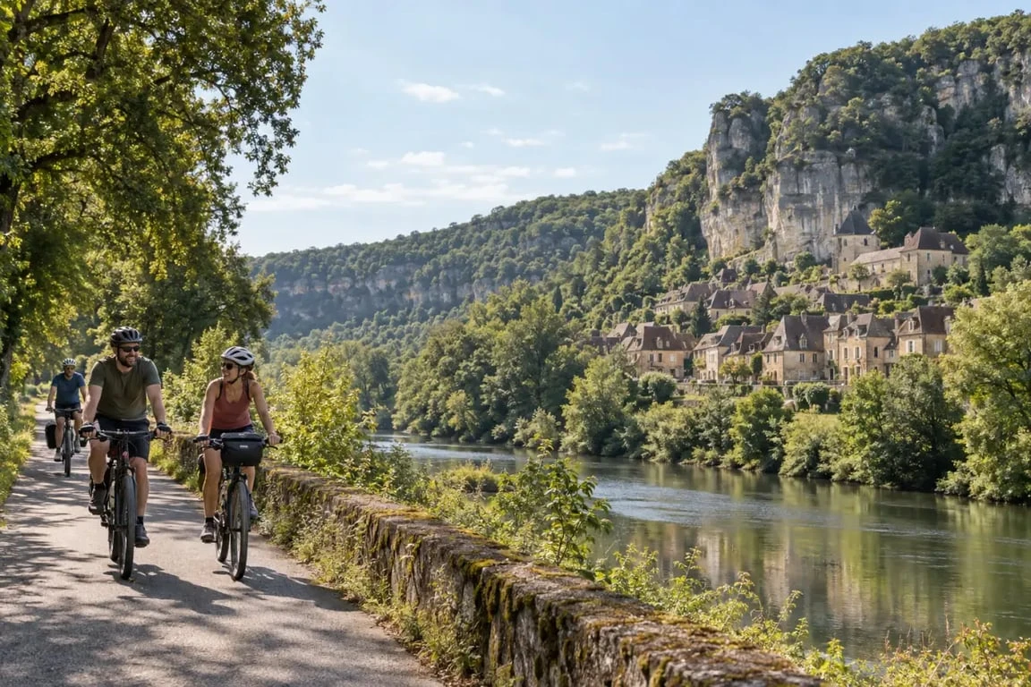 Voyage à vélo Dordogne sur la voie verte de la vallée de la Vézère