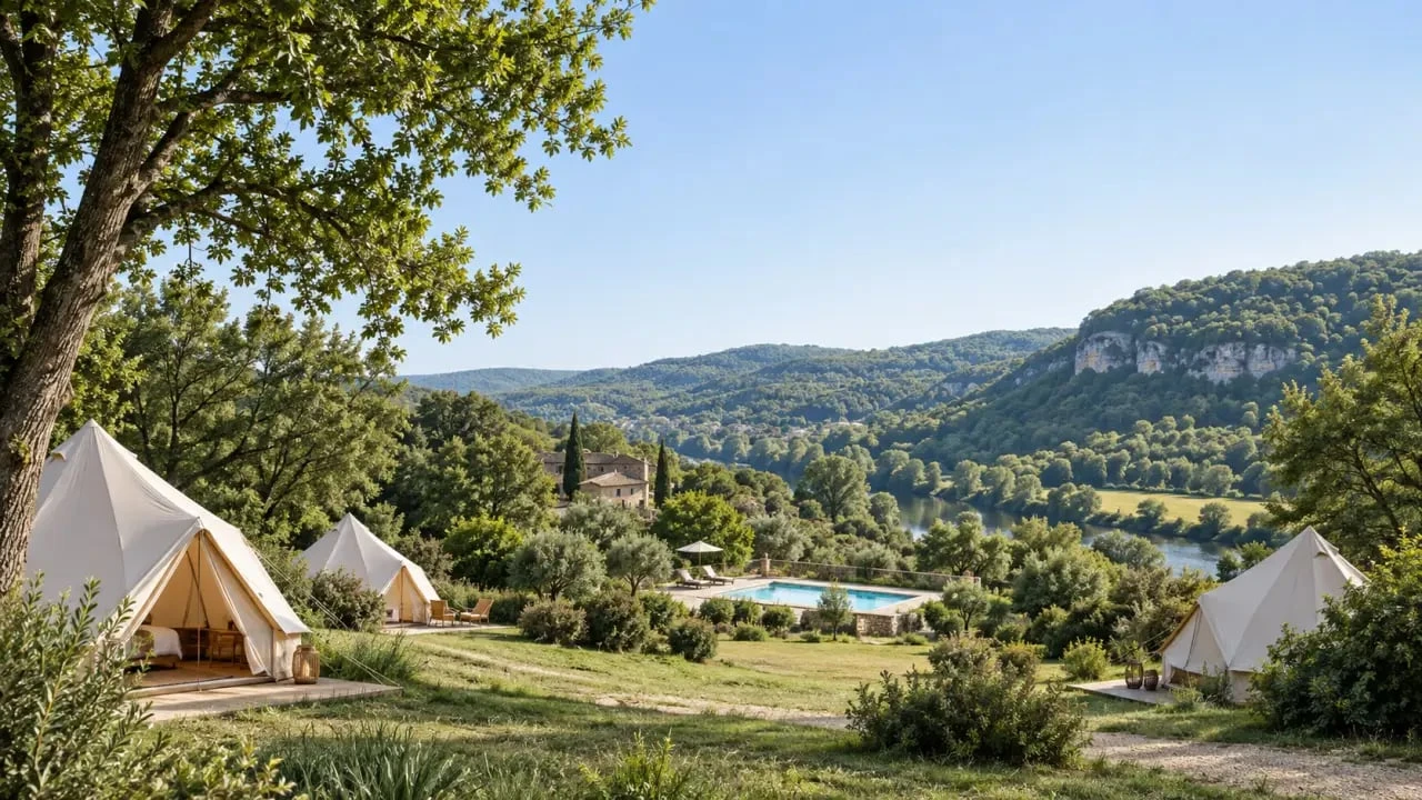 Camping Dordogne Les Deux Vallées dans un cadre naturel du Périgord Noir avec piscine