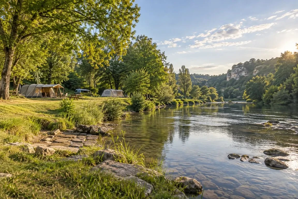 Camping La Dordogne Verte au bord de la Dronne dans le Périgord Vert