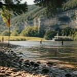 Baignade surveillée sur la Dordogne près de Sarlat, plages Dordogne Sarlat