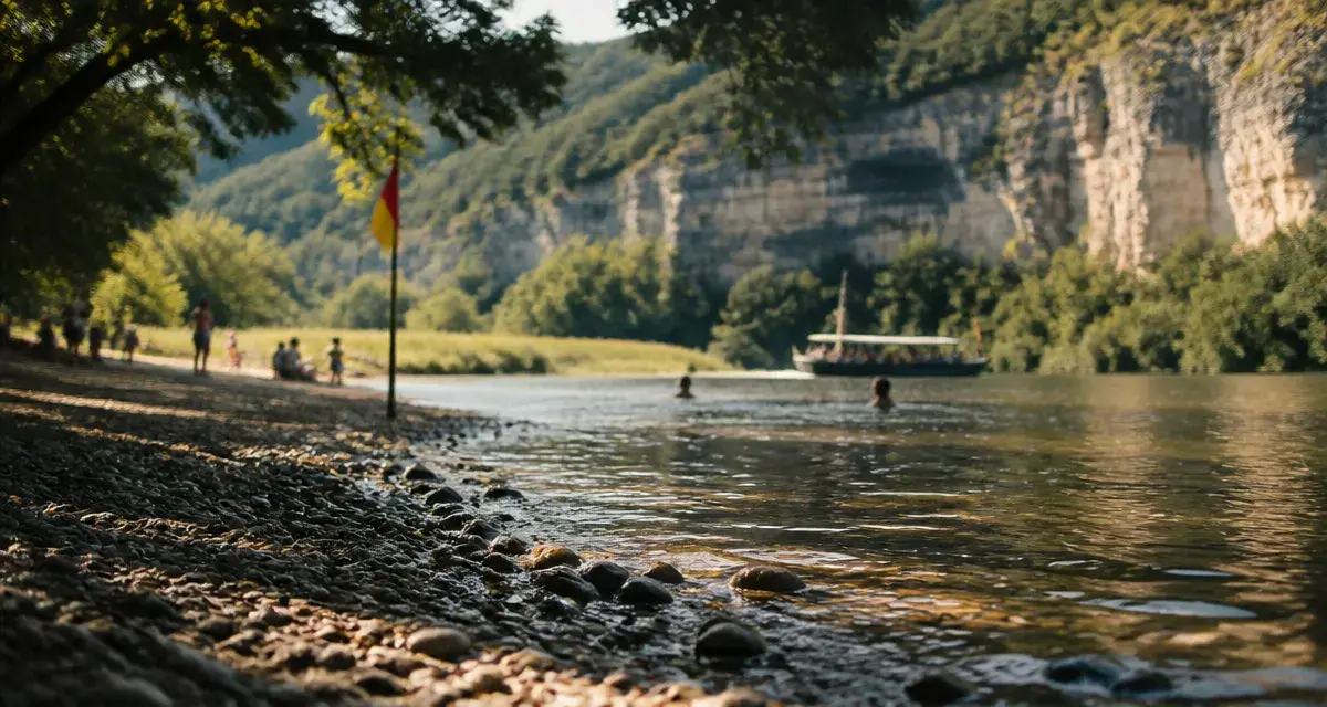 Baignade surveillée sur la Dordogne près de Sarlat, plages Dordogne Sarlat