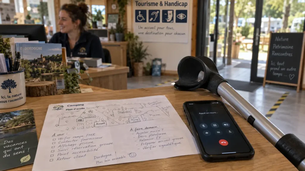 Camping accessible en Dordogne : les vérifications qui évitent un séjour inaccessible