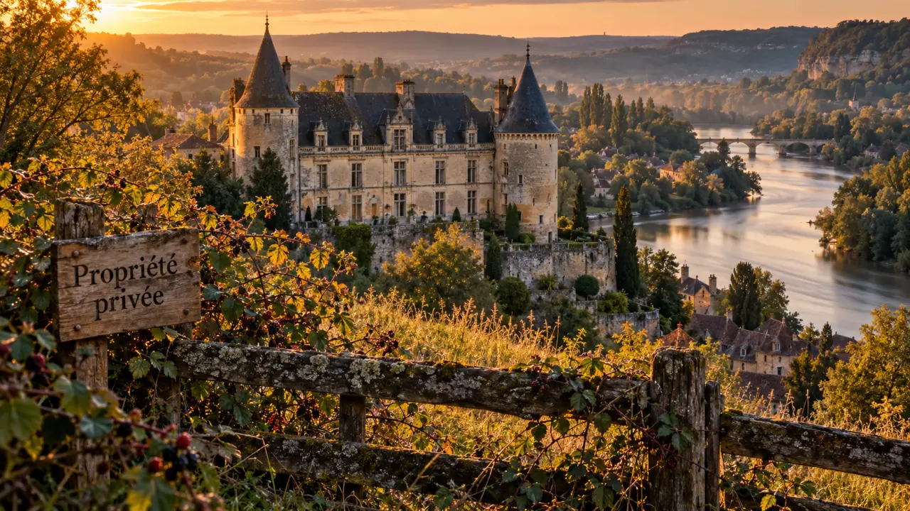 Château de lalinde en dordogne : deux tourelles médiévales, vue golden hour
